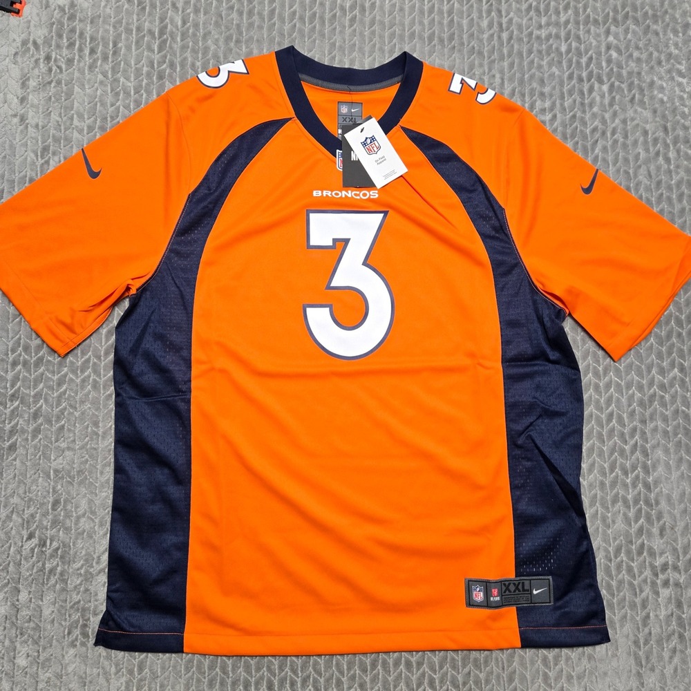 Nike Denver Broncos Russell Wilson #3 NFL Game Jersey Orange Mens XXL NWT